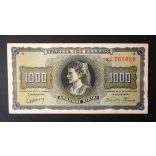 Greece 1000 Drachma 1942 XF