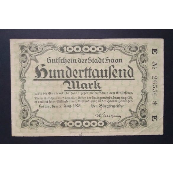 Germany 100000 Mark 1923 F Haan