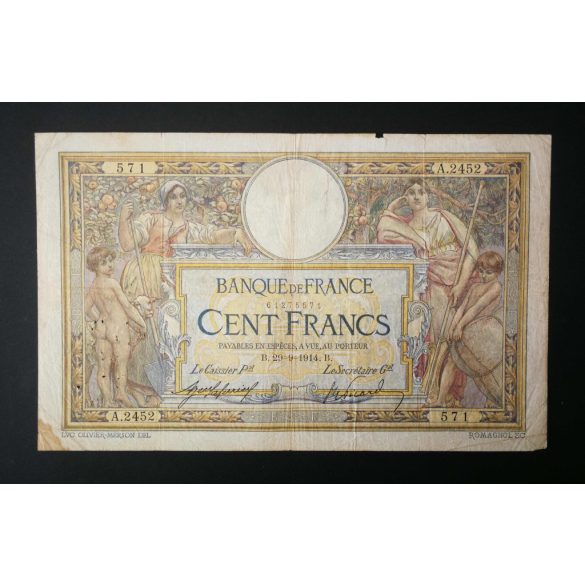 Franciaország 100 Francs 1914 VG+
