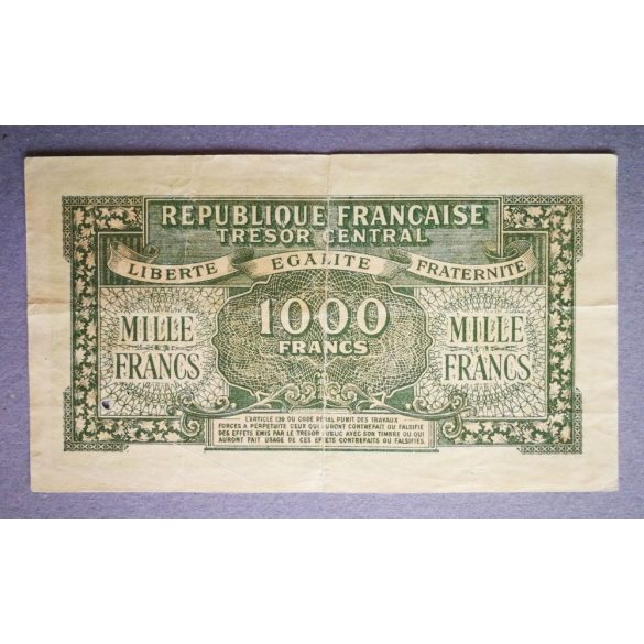 France 1000 Francs 1944 F