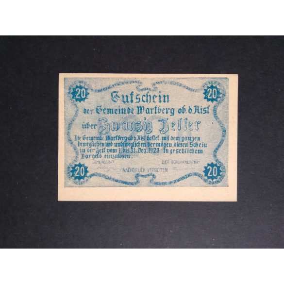 Austria 20 Heller 1920 Unc Wartberg 