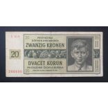 Bohemia and Moravia Protectorate 20 Korun 1944 VF-