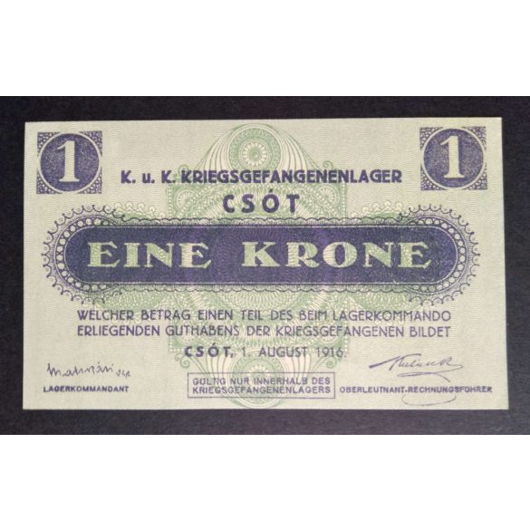 Hungary 1 Crown 1916 Unc Csót Prisoner of War Camp
