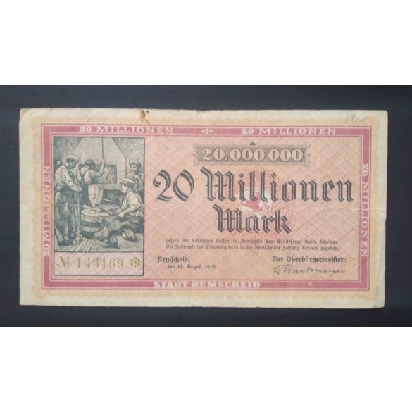 Germany 20 Million Mark Remscheid 1923 F