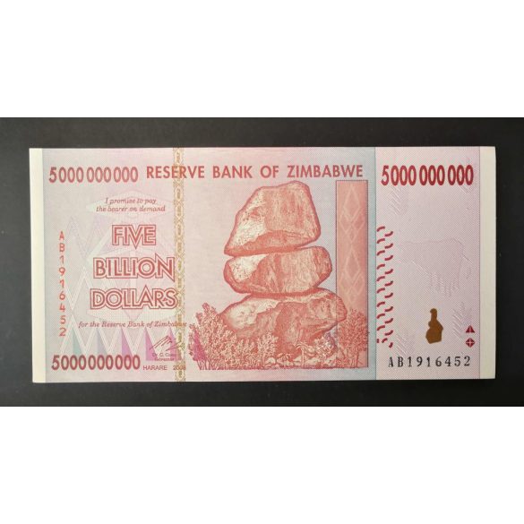 Zimbabwe 5 Billion Dollars 2008 aUNC