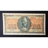 Greece 5000 Drachma 1943 VF+