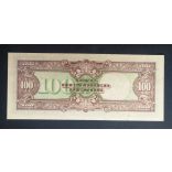 Philippines Japanese Occupation 100 Pesos 1944 Aunc