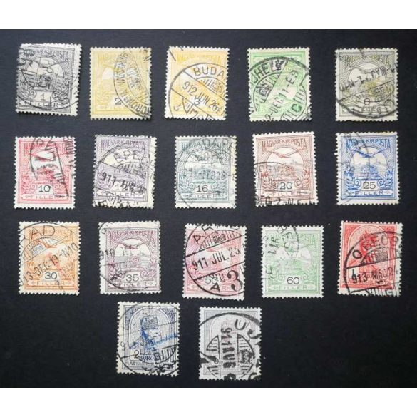 Hungary 1908/09 TURUL and King Franz Joseph 17 pcs perf. 15 used