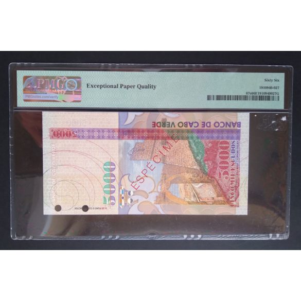 Zöld-foki szigetek 5000 Escudos 2000 UNC minta - PMG66 minősített bankjegy