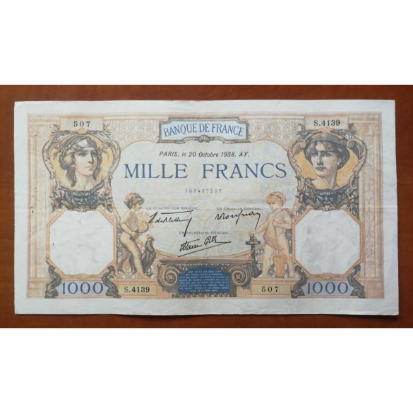 France 1000 Francs 1938 VF