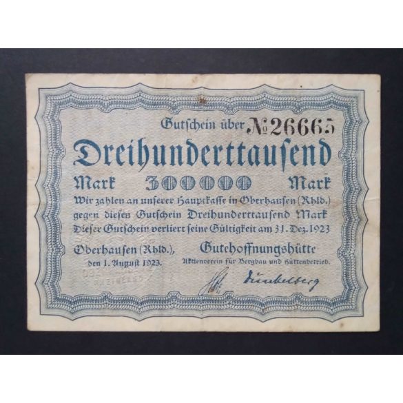 Germany 300000 Mark Oberhausen 1923 F 