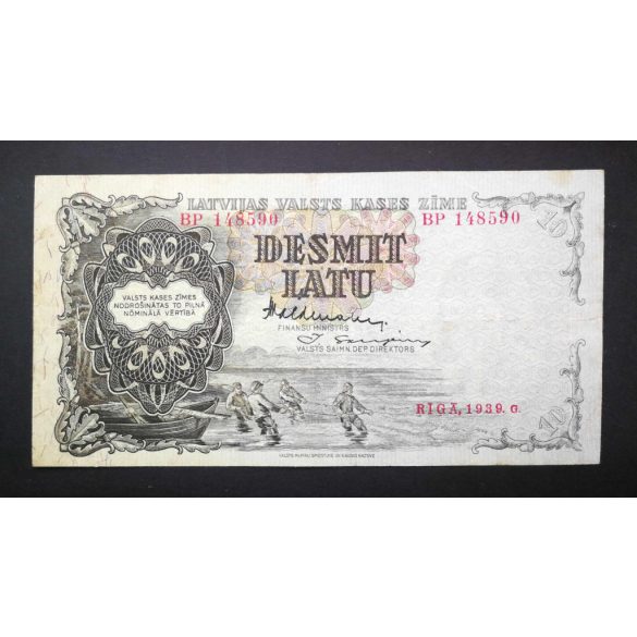 Lettország 10 Latu 1939 F+
