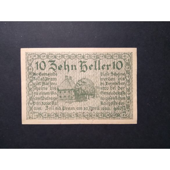 Ausztria 10 Heller 1920 VF+ Bell a.d. Pram 