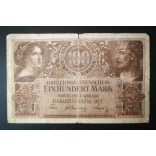Germany 100 Mark KOWNO Poland, Lithuania, Latvia occupation 1918 F