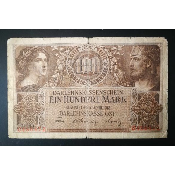 Germany 100 Mark KOWNO Poland, Lithuania, Latvia occupation 1918 F