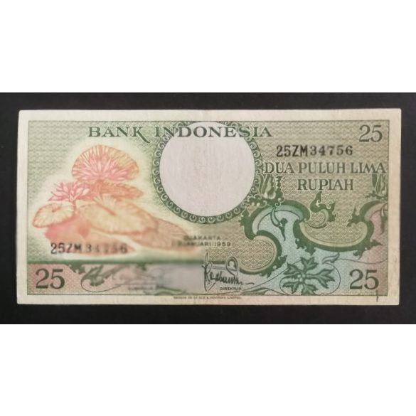 Indonézia 25 Rupiah 1959 XF