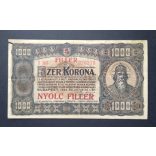Hungary 1000 Korona 1923 / 8 Filler F