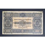 Hungary 1000 Korona 1923 / 8 Filler F