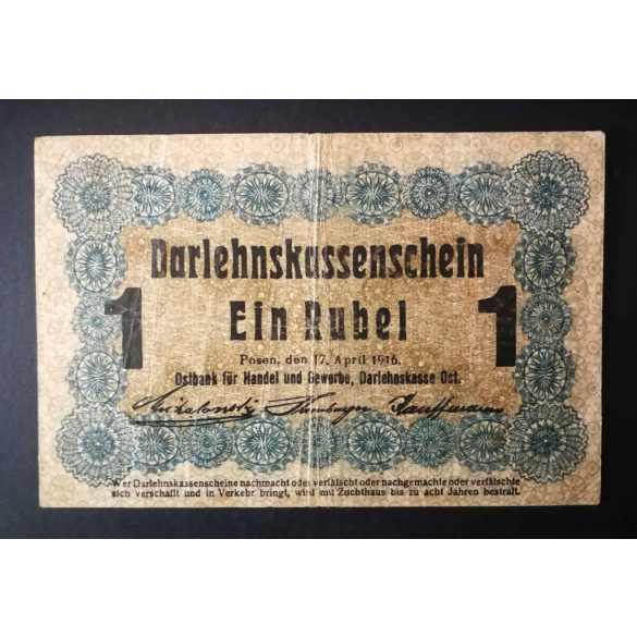 Germany 1 Rubel 1916 POSEN Poland, Lithuania occupation F