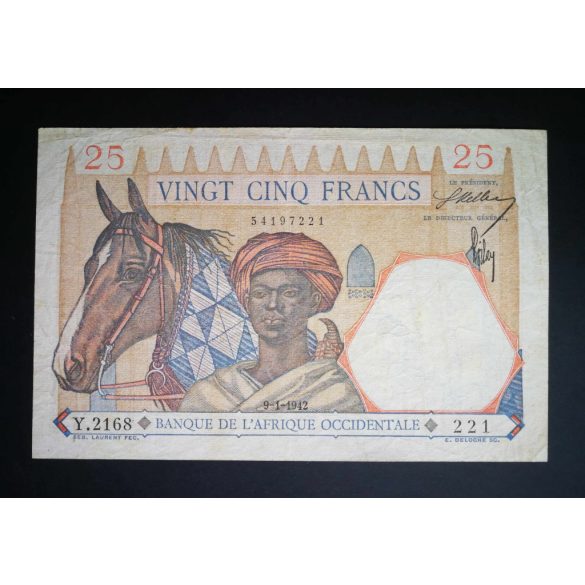 Francia Nyugat-Afrika 25 Francs 1942 F