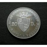 Andorra 20 Diners 1984 Silver PP, Commemorative coin