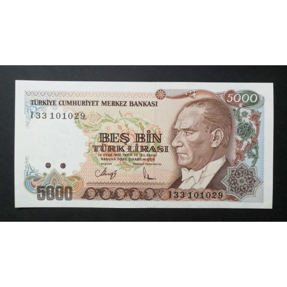 Turkey 5000 Lira 1990-94 UNC