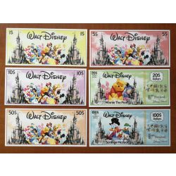   Walt Disney Disneyland 1, 5, 10, 20, 50, 100 Dollars UNC szett