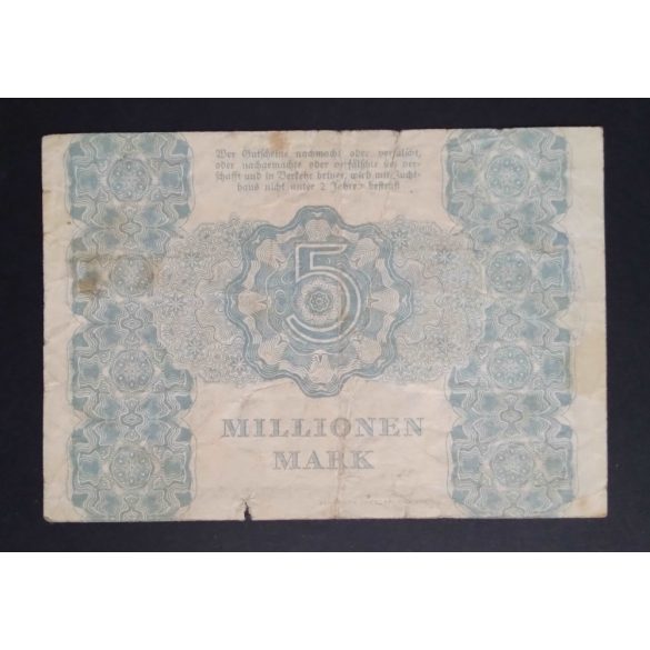 Germany 5 Million Mark Dresden 1923 F