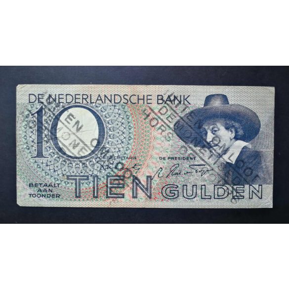 Hollandia 10 Gulden 1943 Demonetised felülnyomás F