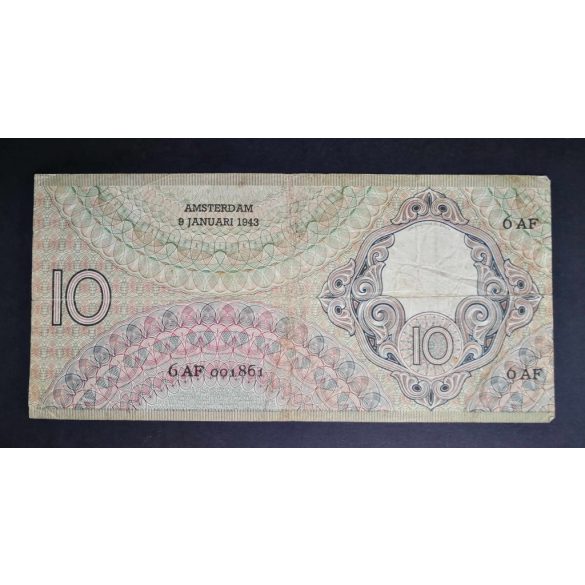 Hollandia 10 Gulden 1943 Demonetised felülnyomás F