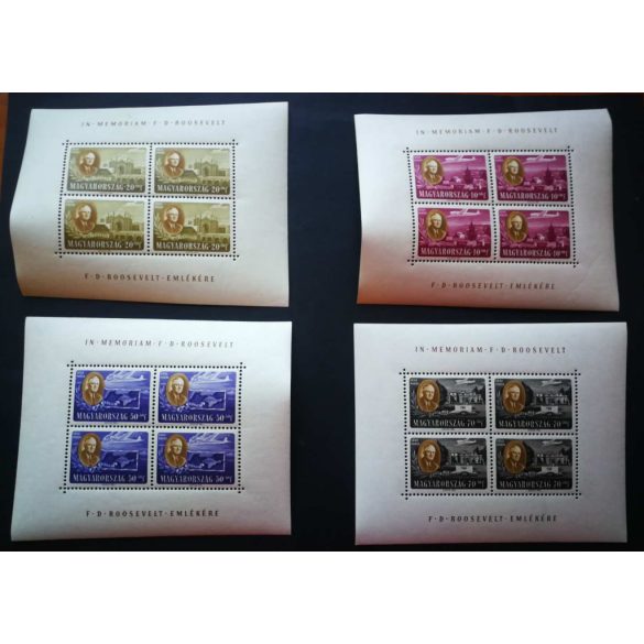 Magyarország 1947 Roosevelt egyenes állású kisívsor ** postatiszta enyhe törések 
