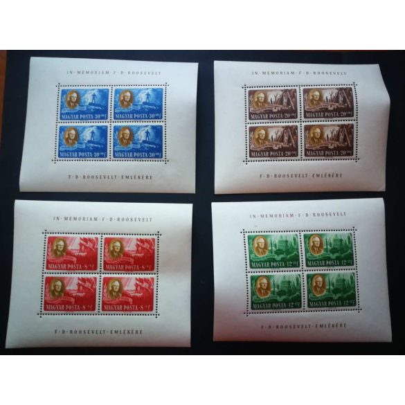 Magyarország 1947 Roosevelt egyenes állású kisívsor ** postatiszta enyhe törések 