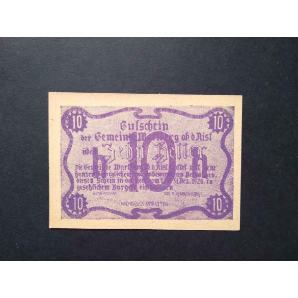 Ausztria 10 Heller 1920 Unc Wartberg 