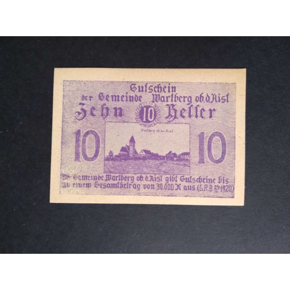 Austria 10 Heller 1920 Unc Wartberg 