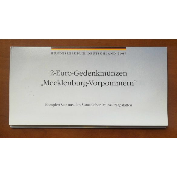 Németország 2 Euró 2007 UNC Mecklenburg-Vorpommern forgalmi emlékkiadások karton dísztokban