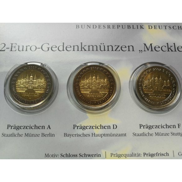 Németország 2 Euró 2007 UNC Mecklenburg-Vorpommern forgalmi emlékkiadások karton dísztokban