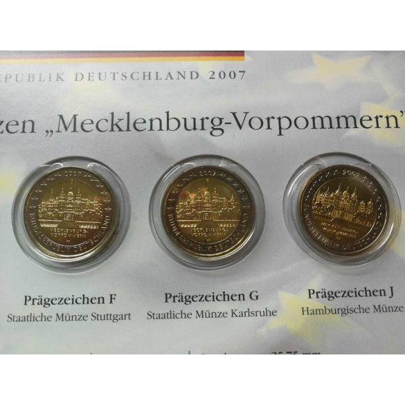 Németország 2 Euró 2007 UNC Mecklenburg-Vorpommern forgalmi emlékkiadások karton dísztokban