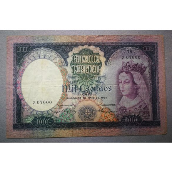 Portugália 1000 Escudos 1961 F+