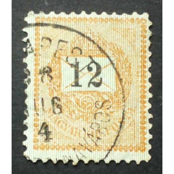 Hungary 1888 Letter, black cipher 12 Kr. perf 11 1/2 (BUD)APEST / (I. KRISZTI)NA VÁROS used