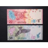Argentina 20 Pesos 2017, 50 Pesos 2020 Unc