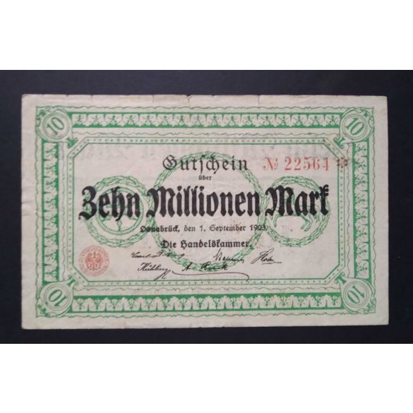 Germany 10 Million Mark 1923 F Osnabrück