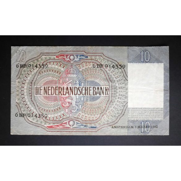 Hollandia 10 Gulden 1942 F+