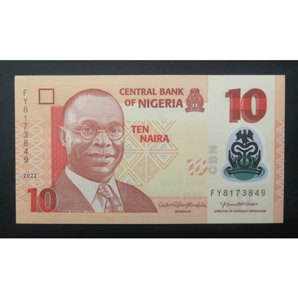 Nigéria 10 Naira 2022 UNC műanyag