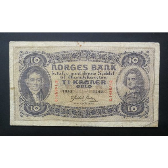 Norvégia 10 Kroner 1942 F