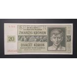 Bohemia-Moravia Protectorate 20 Korun 1944 Specimen XF