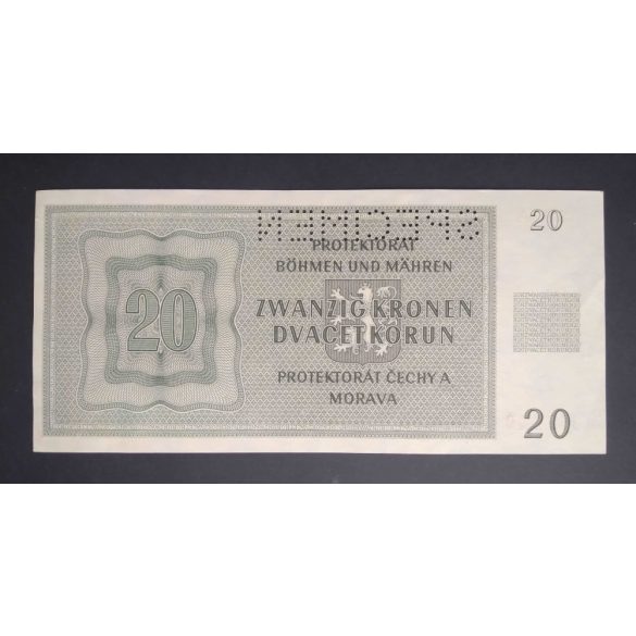 Bohemia-Moravia Protectorate 20 Korun 1944 Specimen XF