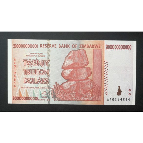 Zimbabwe 20 Trillion Dollars 2008 UNC