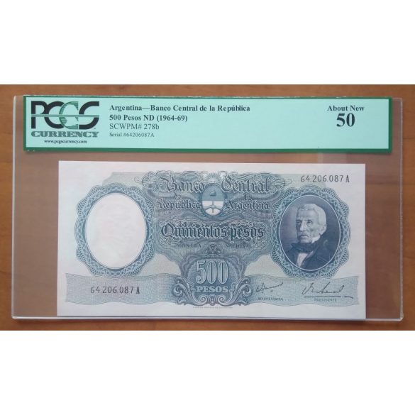 Argentina 500 Pesos 1964-69 aUnc - PCGS certified