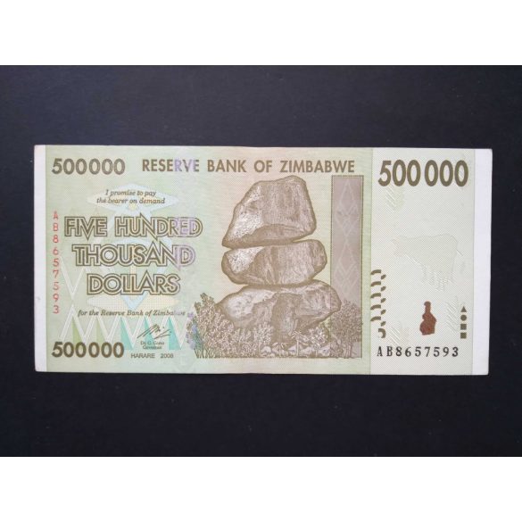 Zimbabwe 500000 Dollars 2008 Aunc