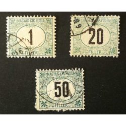 Hungary 1903 Green PORTO 3 pcs perf A11 3/4: 12 used 